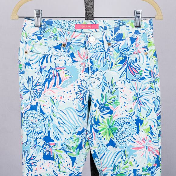 Lilly Pulitzer Denim - Lilly Pulitzer South Ocean Skinny Jeans SZ 2 Lion Around Colorful Coastal Beach